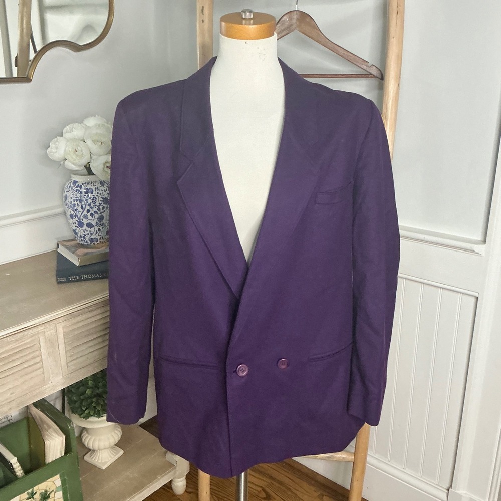 Pendleton Vintage Purple Wool Double Breasted Blazer Jacket Made in USA Size 10
